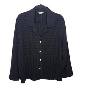 Vintage 90s Mill Valley Shirt Jacket M Striped Textured Lagenlook Tencel Cotton